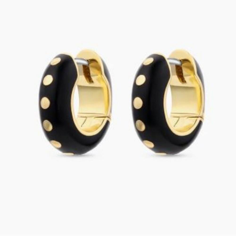 NEW Gorjana Black And Gold Asher Huggie Earrings